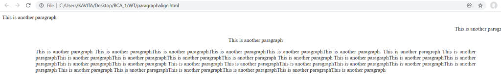 Example of Paragraph Alignment in HTML