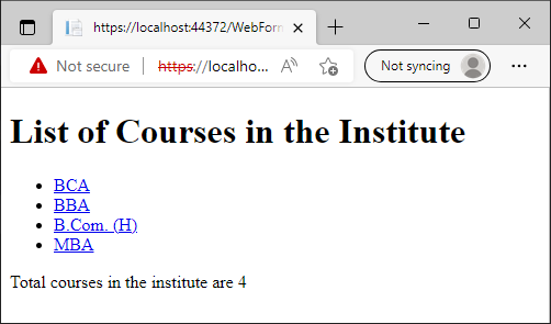 Demonstrating Examples of List Controls in ASP.NET - BulletedList Control