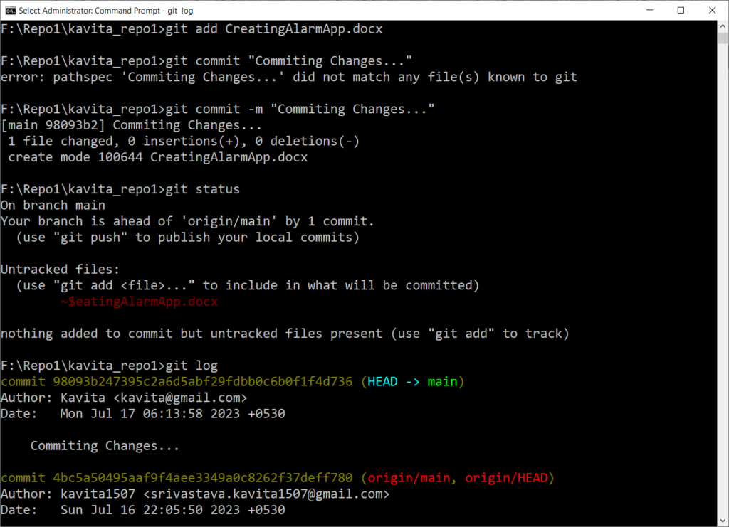 Executing Basic Git Commands