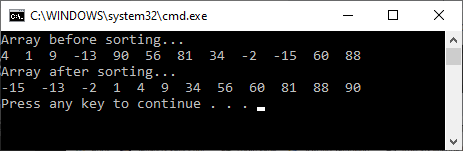 Implementation of Selection Sort in C#