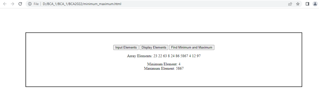 An Example Demonstrating How to Find Minimum and Maximum from an Array in JavaScript