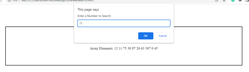 Performing Linear Search in JavaScript