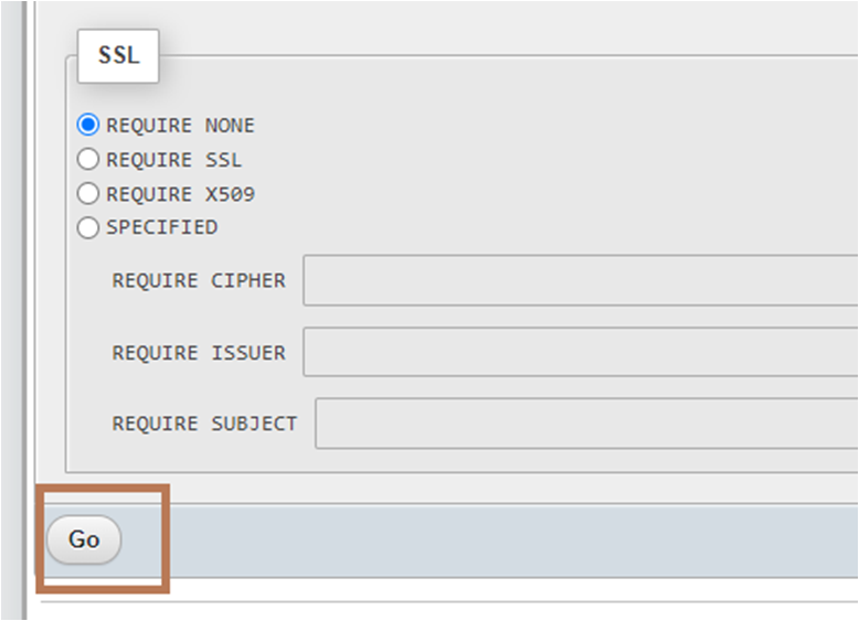 SSL Options in phpMyAdmin