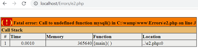 Fatal Error Due to the Use of Undefined Function