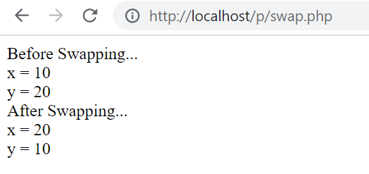Swapping Two Numbers Using Global Variables
