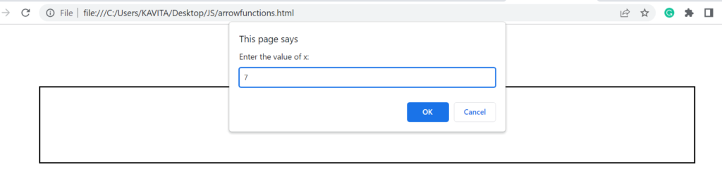 Demonstrating an Example of Arrow Function in JavaScript