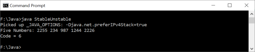 A Program to Create a Code using Five Numbers in Java