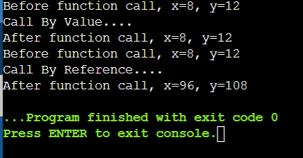 Calling Functions Using Call By Value and Call By Reference