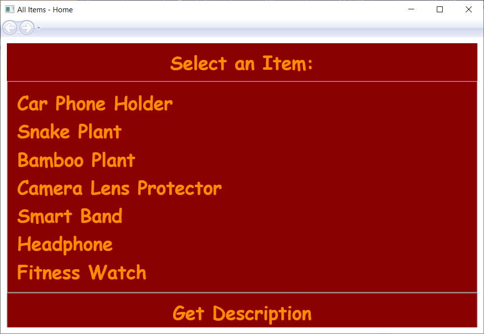 Main Window Created with XAML