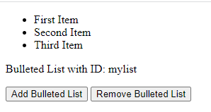 A Program Demonstrating How to Create and Remove a Bulleted List Using JavaScript