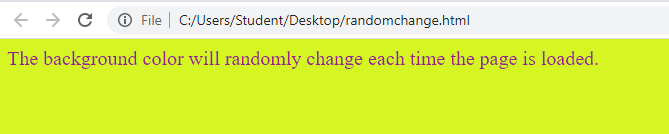 Changing the background color when page is loaded
