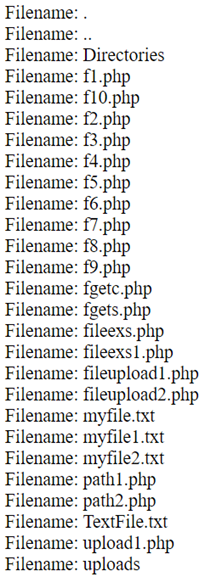 Example of readdir() in PHP