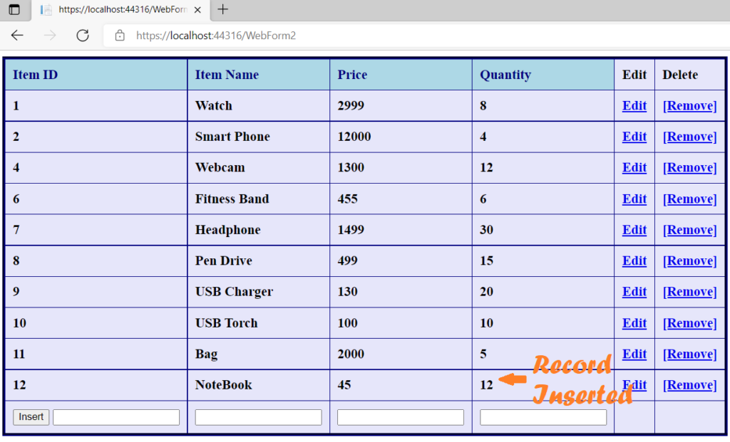 DataGrid After Inserting a Record