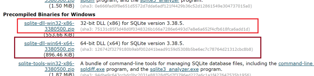 Precompiled sqlite3 binaries for Windows