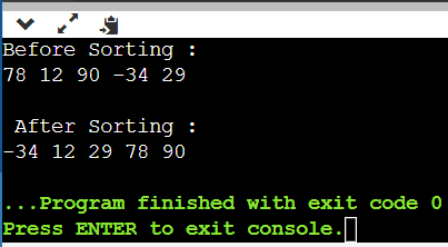 Example of Sorting using Standard Template Library in C++