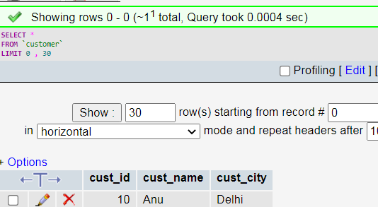 The Result of Inserting a Record in a MySQL Database Table Using PDO in PHP