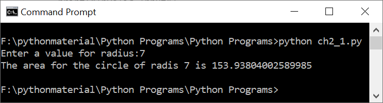 Program Demonstrating How to Compute the Area of a Circle Using Python