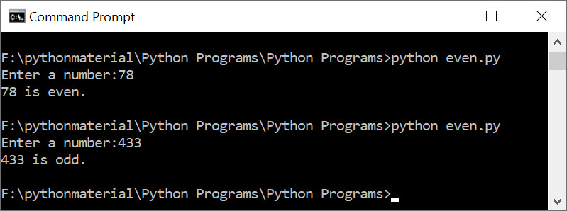A Program Demonstrating How to Find Whether a Number is Even or Odd in Python