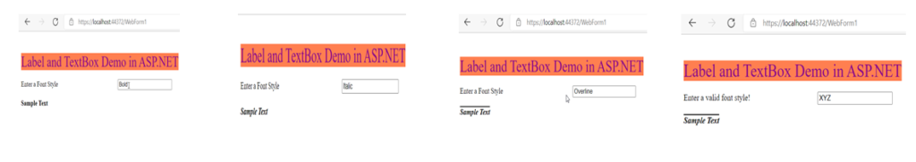 Example of Label and Textbox Control in ASP.NET Showing TextChanged Event of the TextBox