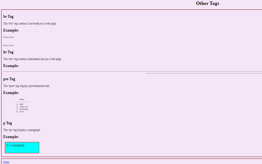 An Example for Using Basic Tags of HTML