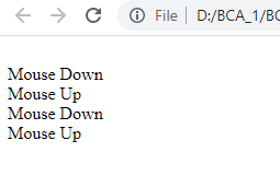 Mouse Up and Mouse Down Events