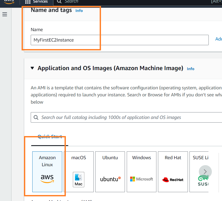 EC2 Instance Name and AMI