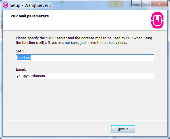 Select the SMTP Server